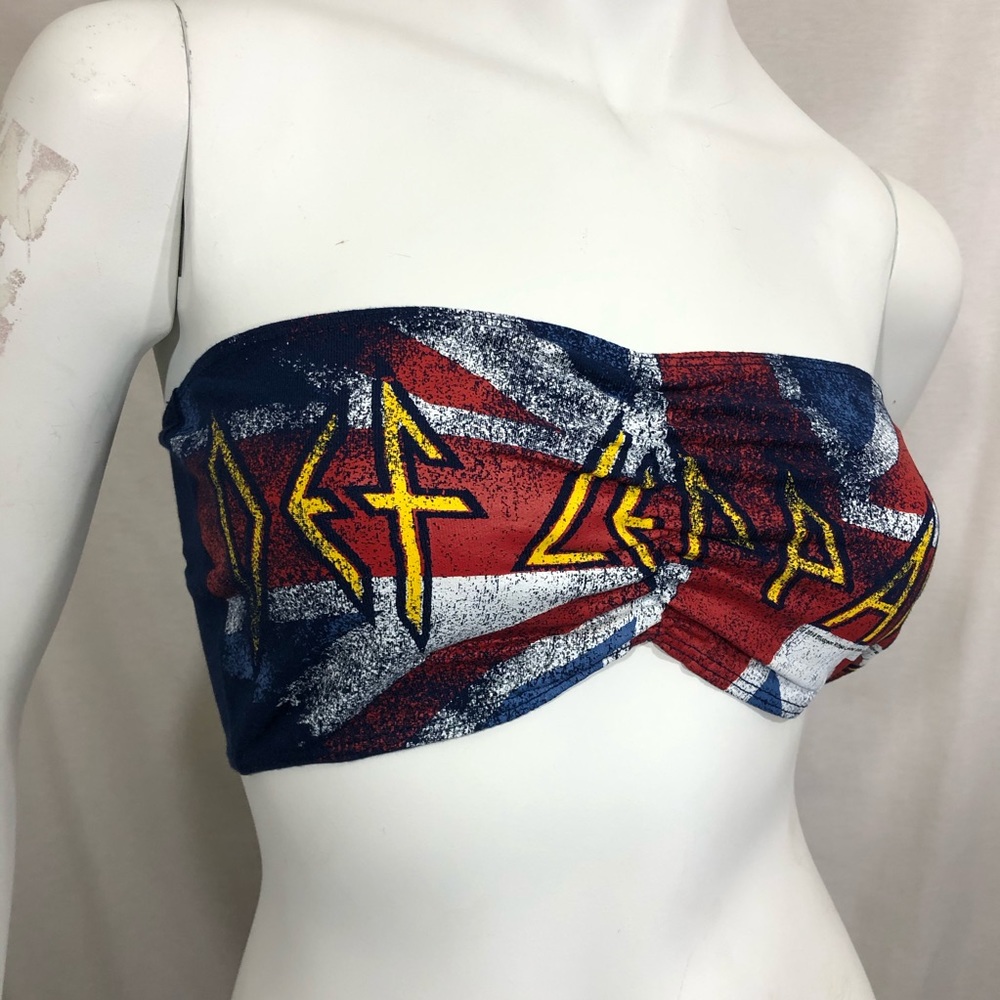 Forever 21 Red, Blue & White Bandeau Tube Top with Yellow Accent